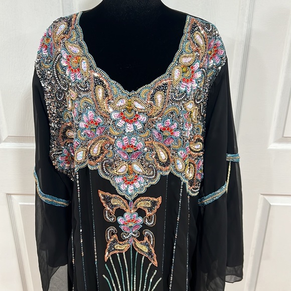 Women's black dress embroidered with beads❤️ - Picture 4 of 17